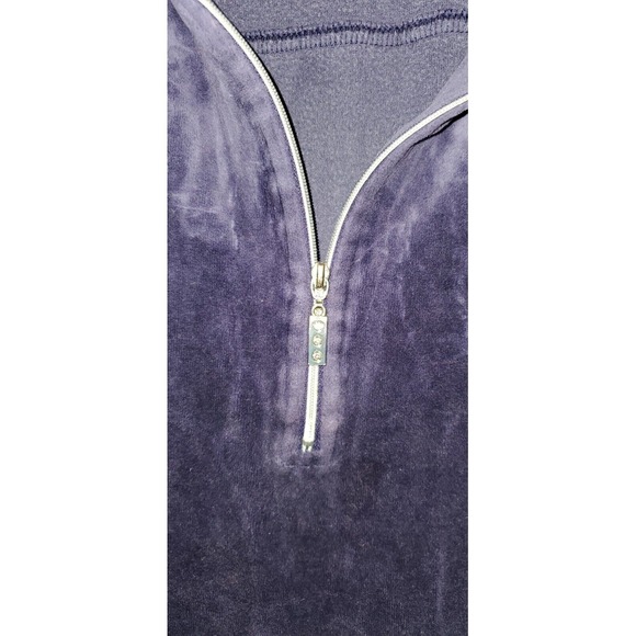 Zenergy Chico's Size L 2 purple Soft Velvet Zip Sweatshirt Jacket Pockets Bling - Picture 6 of 11